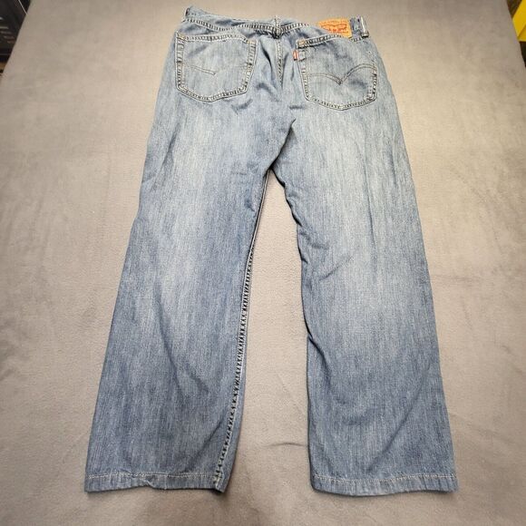 Levi's 505 Jeans Mens 34x26 Blue Regular Fit Straight Leg Distressed Denim - Picture 11 of 12